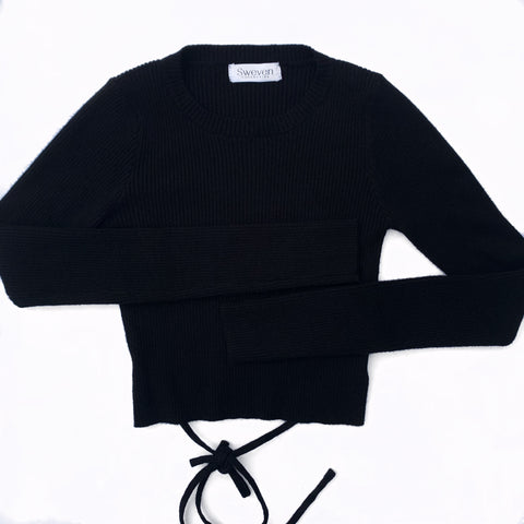 Black Waist Tie Long Sleeve