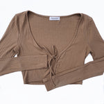 Beige Front Tie Top