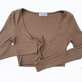 Beige Front Tie Top