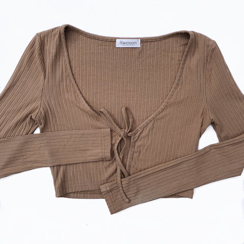 Beige Front Tie Top